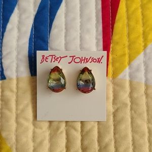 Betsey Johnson Rainbow Teardrop Earrings